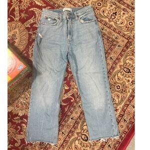 Abercrombie Curve Love Ultra High Rise Ankle Straight Jeans 27 Short Raw Hem Dis